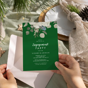 Invitación Floral de invierno Partido de compromiso verde