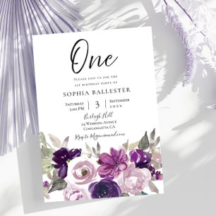 Invitación Floral de invierno Purple Lavender Fiesta de cumpl