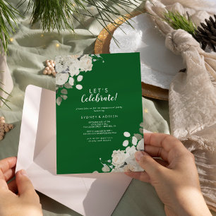 Invitación Floral de invierno  Verde Celebremos al Fiesta