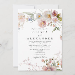 Invitación floral de jardín boho de flor silvestre