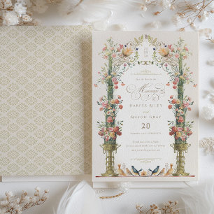 Invitación Floral de jardín encantado Salven al Boda de fecha
