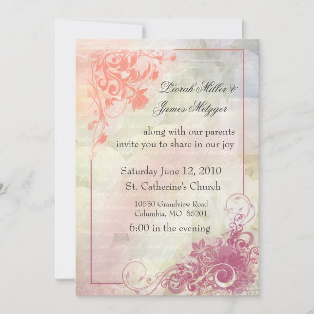 Invitación floral de la boda (Anverso)