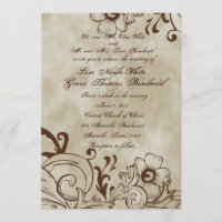 Invitación floral de la boda de Brown del vintage