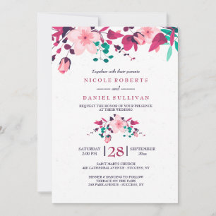 Invitación floral de la boda de la inspiración