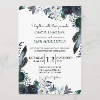 Invitación floral de la boda de la marina de