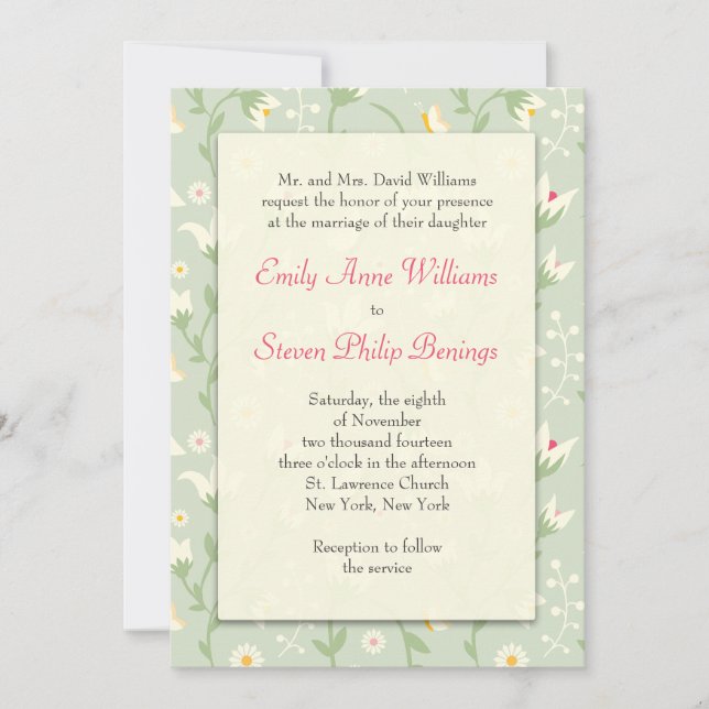 Invitación floral de la boda de la primavera (Anverso)