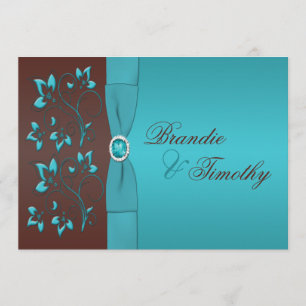 Invitación floral de la boda de la turquesa y del