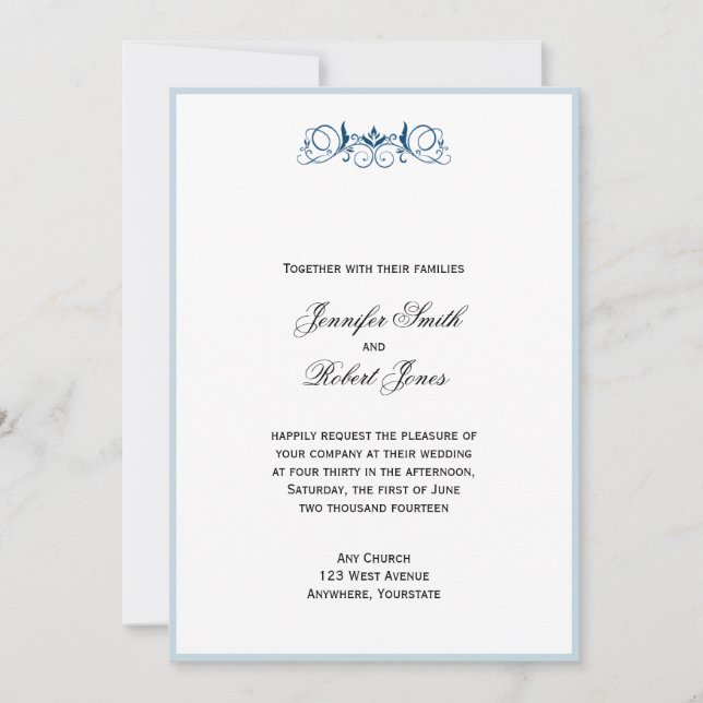 Invitación floral de la boda del acento de la raya (Anverso)
