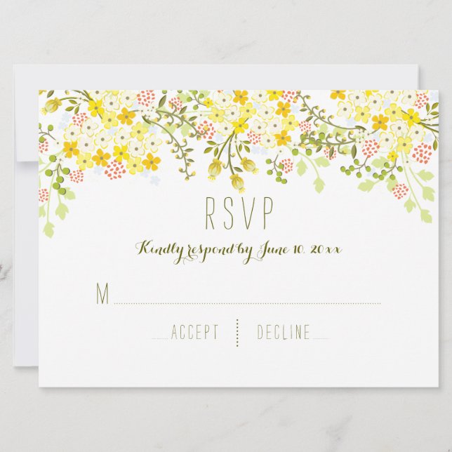 Invitación floral de la boda del amarillo de la (Anverso)