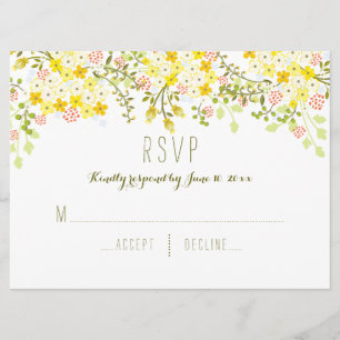 Invitación floral de la boda del amarillo de la