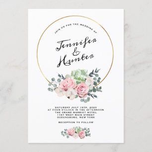 Invitación floral de la boda del aro geométrico