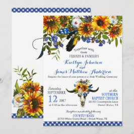 Invitación floral de la boda del cráneo de la vaca