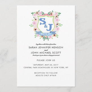 Invitación floral de la boda del escudo