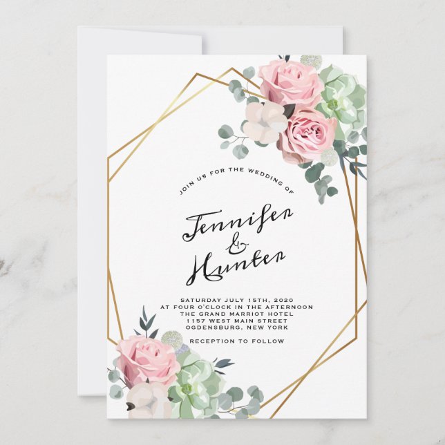 Invitación floral de la boda del eucalipto (Anverso)