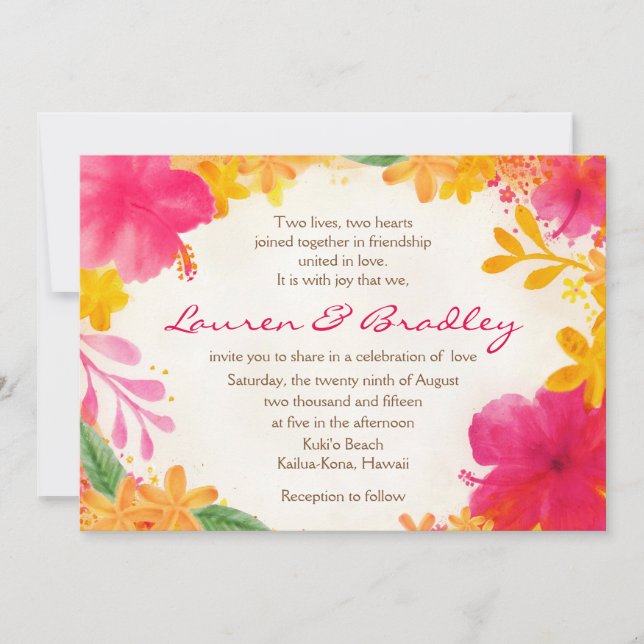 Invitación floral de la boda del hibisco (Anverso)