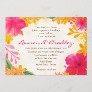 Invitación floral de la boda del hibisco