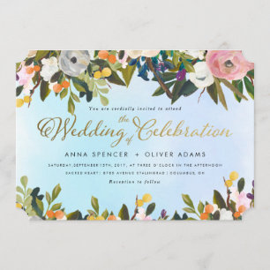 Invitación floral de la boda del jardín ideal