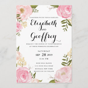 Invitación floral de la boda del rosa moderno del