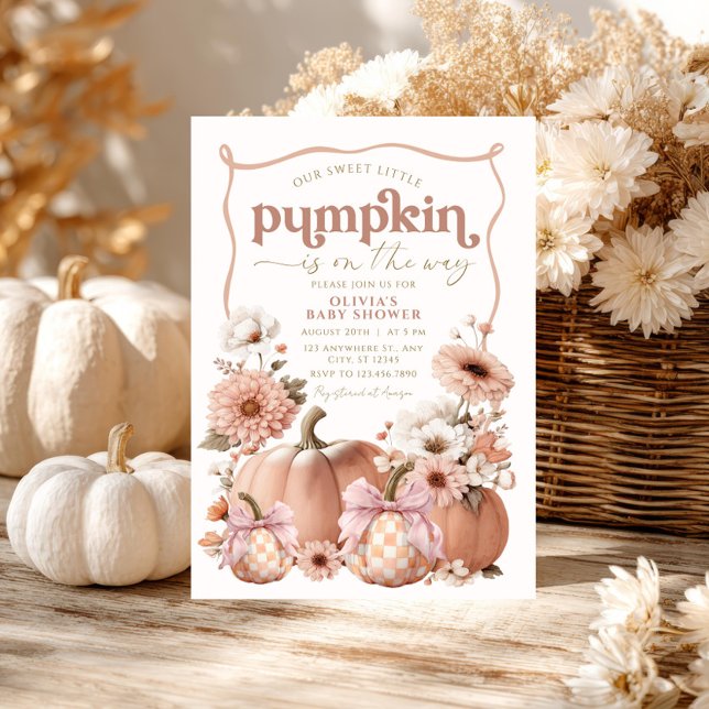 Invitación floral de la calabaza chica Baby Shower (Subido por el creador)
