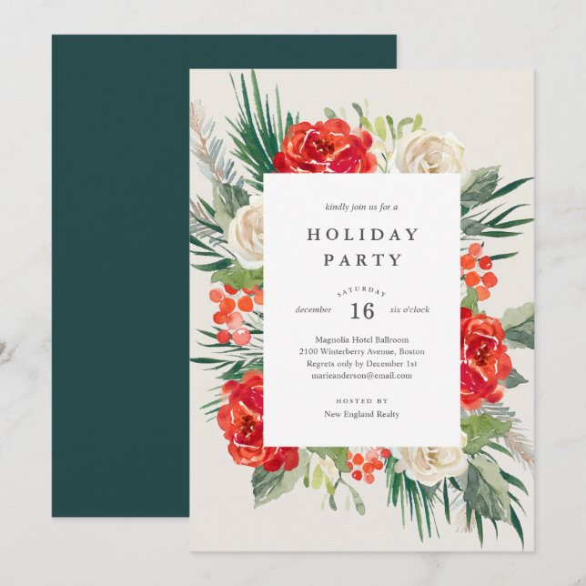 Invitación floral de la celebración de días (Anverso / Reverso)