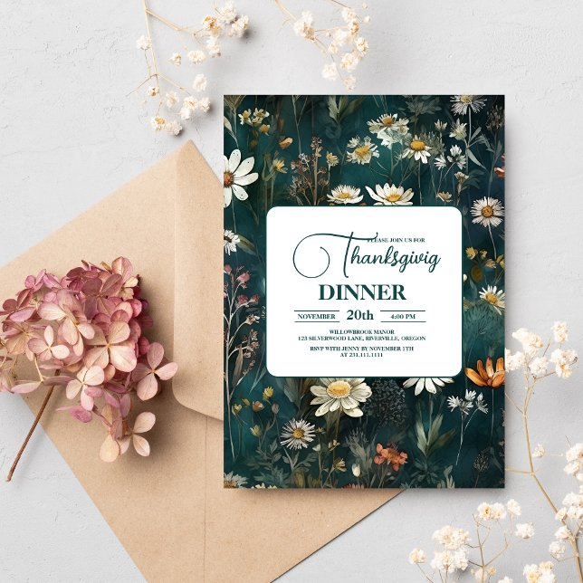 Invitación Floral de la cena de Acción de Gracias (Subido por el creador)