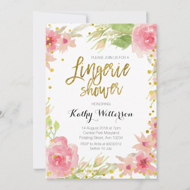 Invitación floral de la ducha de la ropa interior (Anverso)