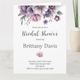 Invitación floral de la ducha de novia Lavanda