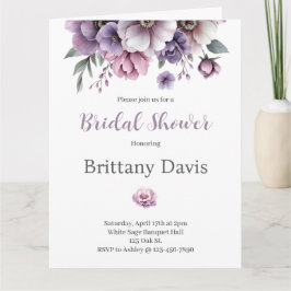 Invitación floral de la ducha de novia Lavanda