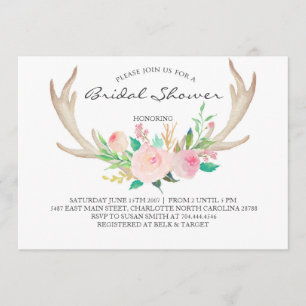 Invitación floral de la ducha del boho de la asta