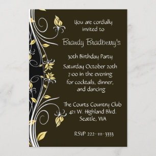 Invitación floral de la fiesta de cumpleaños