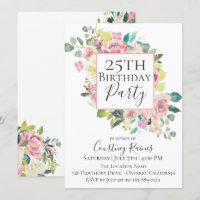 Invitación floral de la fiesta de cumpleaños del