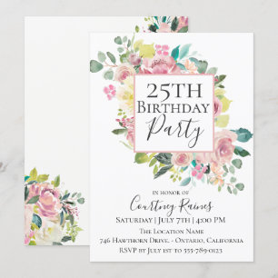 Invitación floral de la fiesta de cumpleaños del