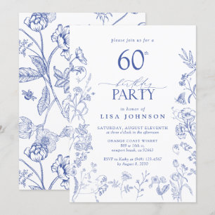 Invitación Floral de la fiesta de cumpleaños número 60 del Vi