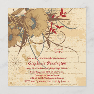Invitación floral de la fiesta de graduación del