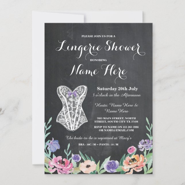 Invitación floral de la fiesta nupcial de la ducha (Anverso)