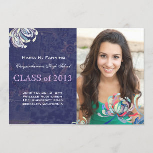 Invitación floral de la foto de la graduación de