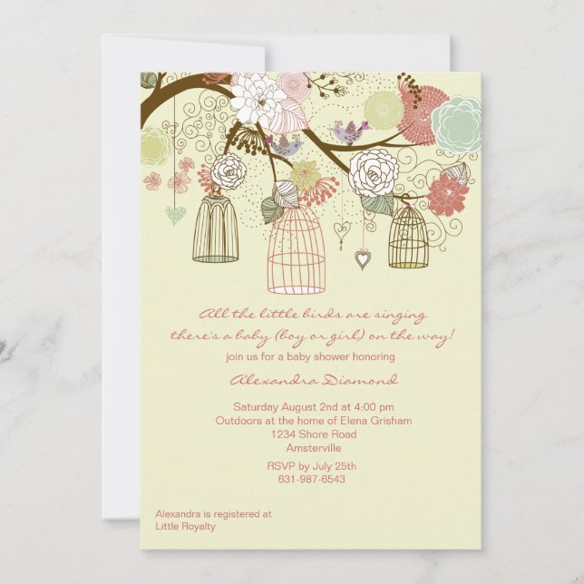 Invitación floral de la jerarquización Baby Shower (Anverso)