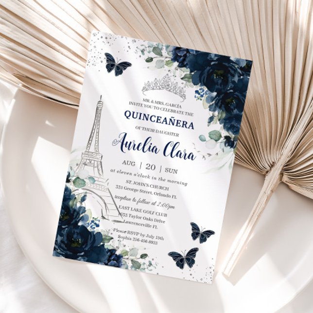 Invitación Floral de la Marina de Quinceañera París (Subido por el creador)