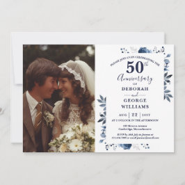 Invitación Floral de la marina en el 50° aniversario del Boda