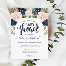 Invitación floral de la Marina Rosa de Baby Shower