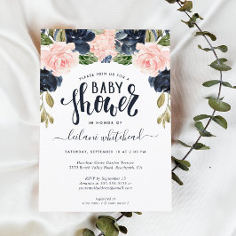 Invitación floral de la Marina Rosa de Baby Shower