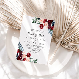 Invitación Floral de la Marina Rosa de Borgoña Nuestra Boda B
