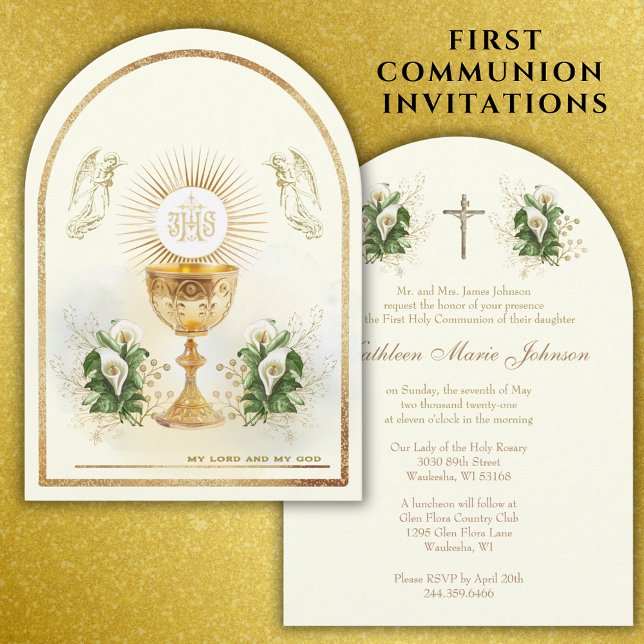 Invitación Floral de la Santa Comunión Católica Tradicional (Subido por el creador)
