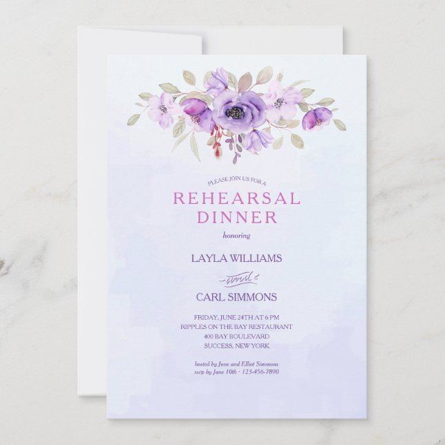 Invitación Floral de Lavanda (Anverso)