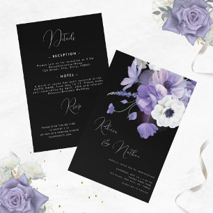 Invitación Floral de lavanda de lavabo de lámina dramática en
