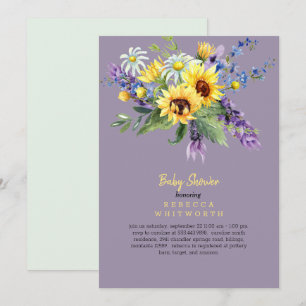 Invitación Floral De Lavanda En Persona Baby Shower