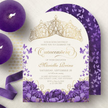 Floral de lavanda morada Tiara Quinceanera
