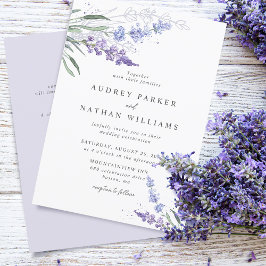 Invitación Floral de lavanda romántica con Boda de detalles