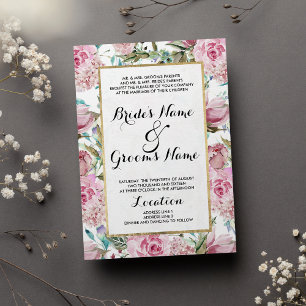 Invitación Floral de lavanda Verde azulada rosa de Moda de ca