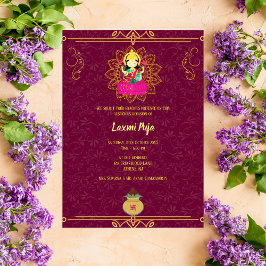 Invitación floral de Laxmi Puja Shree